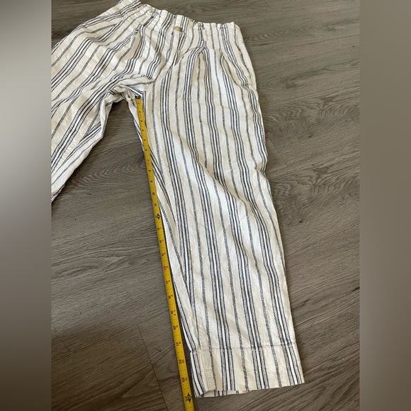 Madewell Size 4 Linen-Cotton Paperbag Pants Dark Baltic Stripe - Picture 7 of 7